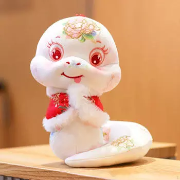 Китайская плюшевая игрушка «Змея» Год куклы чучело животного 8 inch_Red vest