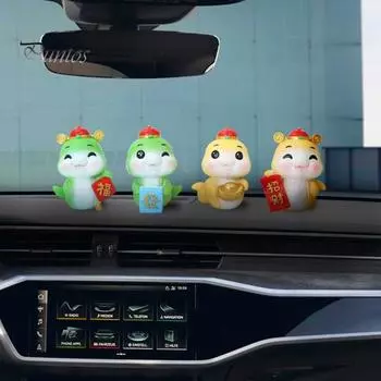 Китайская статуэтка змеи со знаком зодиака, расписанная вручную смоляная змея, мультяшная мини-статуэтка змеи для празднования Нового года и домашнего декора A жёлтый