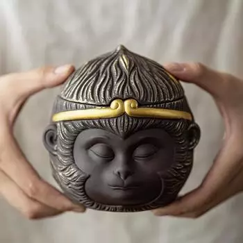 Китайский керамический чайник «Король обезьян», банка для конфет, герметичная банка для хранения, керамический контейнер для чая, коробка для украшения дома