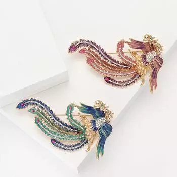 Китайский стиль сплав эмаль горный хрусталь феникс брошь элегантный темперамент женская одежда корсаж ювелирные изделия булавка