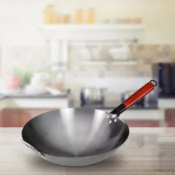 Китайский вок с деревянной ручкой для индукционной плиты 32cm