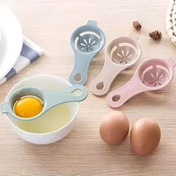 Kitchen Accessories Colander Eggs Yolk Filter Plastic Home Tool Wheat Straw Hand Held Eco Friendly Egg White Separator Egg Separator Gadgets Unique белый