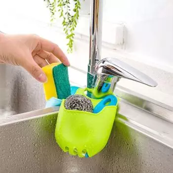 Kitchen Bath Rack Snap Fastener Sink Hanging Storage Bag Basket Organizer Bathroom Box Drain Faucet Sponge Holder Gadgets Cocina красный