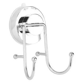 Kitchen Bathroom Stainless ABS Strong Suction Cup Double Hanger Wall Hook Sucker