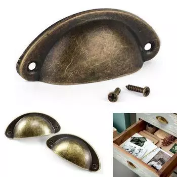Kitchen Case Hardware Metal Door 10pcs/lot Drawer Furniture Antique Knob Shell Pull Handles бронзовый