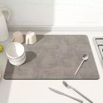 Коврик для сушки кухонной столешницы, водопоглощающий, быстросохнущий, противоскользящий, прямоугольная миска для посуды, тарелка, посуда, подставка для столовых приборов, ящик L светло-серый