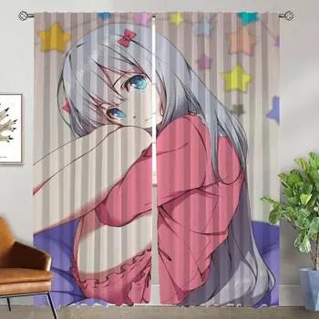 Kitchen Curtains for Bedroom Eromanga Sensei Elegant Room Curtains 2 Pieces Window Curtain Shades Partition Halloween Decoration W50xH70cmx2pcs-CL