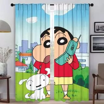 Kitchen Curtains for Camera CrayonS ShinS ChanS Modern Living Room Curtains 2 Pieces Window Curtain Tulle for Bedroom Partition W50xH70cmx2pcs-CL