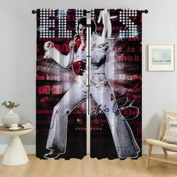 Kitchen Curtains for Camera Elvies Shades Partition Window Curtain for Room 2 Panel Home Interior Curtains Halloween Decoration W50xH70cmx2pcs-CL