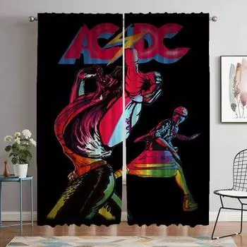 Kitchen Curtains for Camera Rock-ACDC Blackout Curtain for Room 2 Panel Partition Shades Halloween Decoration Living Elegant W50xH70cmx2pcs-CL
