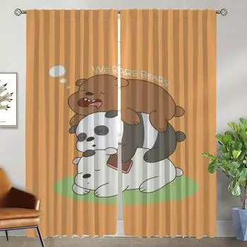Kitchen Curtains for Camera We Bear Bears Window Curtain for Room 2 Panel Shades Home Interior Curtains Partition Living Elegant W50xH70cmx2pcs-CL