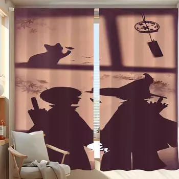 Kitchen Curtains for Living Room 2 Pieces Blackout Curtains Door Curtain Children of Light Shadow Partition Bedroom Decoration W50xH70cmx2pcs-CL
