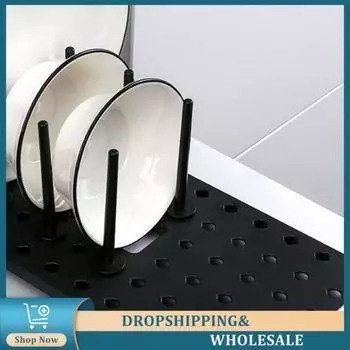 Kitchen Drawer Dish Rack Labor Saving High-quality Material Abs Storage Racks Kitchen Shelf Drain Hole Telescopic And Practical чёрный
