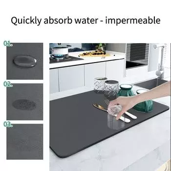Kitchen Drying Pad Super Absorbent Mat Non-slip Quick Dry Coffee Machine Mat Rubber Guard Counter Protector Tableware Rug 30x40cm