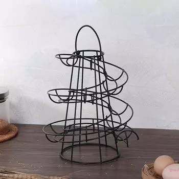Kitchen Egg Rack Spiral Storage Rack Iron Practical Egg Spiraling Dispenser Rack Basket Storage Multi-Functional Rack серебряный