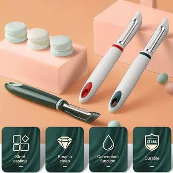 Kitchen Gadget Potato Peeler Stainless Steel Fruits Vegetables Planer Professional Fast Anti-slip Safe Grater Scraper Hand Tool синий
