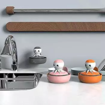 Kitchen Household Dish Washing Detergent Pot Brush Pot Tool Non Stick Oil Automatic Pressing Liquid Adding Steel Wire Ball розовый