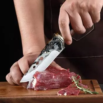 Кухонный нож для обвалки мяса, кованый нож ручной работы, нержавеющая сталь, кухонные профессиональные поварские ножи, нож для мяса с деревянной ручкой