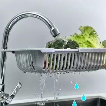 Kitchen Organizer Soap Sponge Holder Adjustable Vegetable Drain Basket Sink Rack Telescopic Drain Rack Kitchen Organizer Gadgets