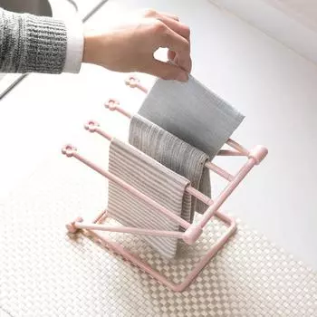 Kitchen Rack Sink Storage Rag Rack Vertical Countertop Water Cup Towel Storage Rack Folding Tool серый