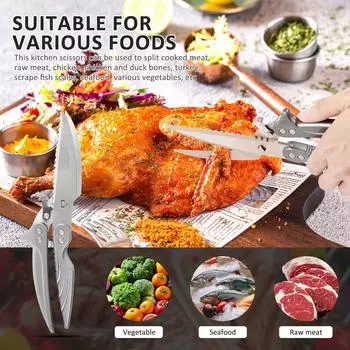 Kitchen Scissors Stainless Steel Kitchen Shears Sturdy Enduring Poultry Shears Detachable Kitchen Scissors with Anti Slip Handle