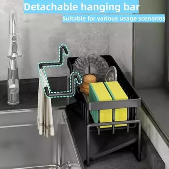 Kitchen Sink Drain Rack Sponge Storage Faucet Holder Soap Drainer Dishcloth Towel Rack Shelf Organizer For Kitchen Accessories чёрный