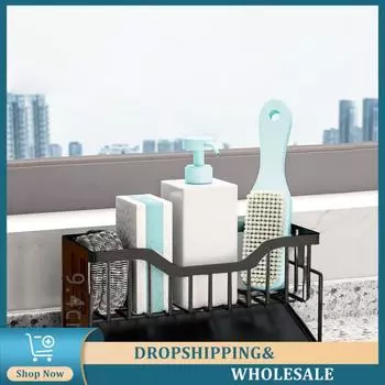 Kitchen Sink Organizer Sponge Holder Storage Organizer Kitchen Shelf Sponge Holder For Kitchen Sink Sink Shelf серебряный