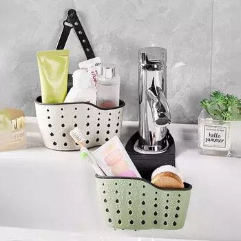 Kitchen Sink Sponge Holder Sink Faucet Hanging Drain Basket Bathroom Adjustable Soap Storage Drainer Bag Kitchen Acceesories