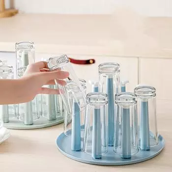 Кухонная полка для хранения кружек, кофейных чашек, сушилка для посуды, настольная вешалка для стеклянных сливов, подставка-держатель, органайзер для кухни, новый держатель для чайных чашек небесно-голубой