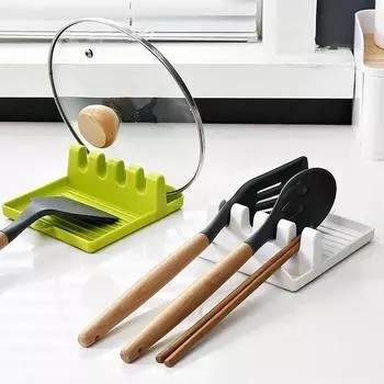 Kitchen Supplies Spoon Rest Fork Shelf Spoon Holder Household Storage Organizer Utensil Rest for Cooking Tools Accessory Supply белый