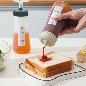 Kitchen Supplies Squeeze Sauce Bottles Refillable with Sealing Lid Graduated Squeeze Bottle Ketchup Cruet Plastic Oil Bottle чёрный