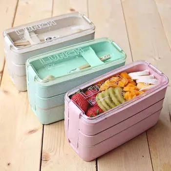 Kitchenl микроволновая печь ланч-бокс пшеничная соломенная посуда контейнер для хранения еды для детей школьный офис портативный ланч-бокс