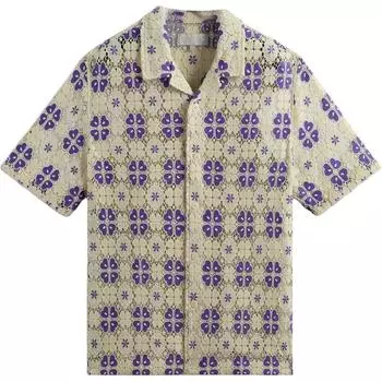 Kith Adonis Camp Collar Short-Sleeve Shirt Tyre Unisex Tops Cream KHM032084-514