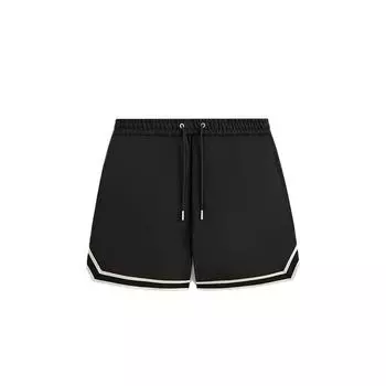 Kith Curtis 2025 Spring Collection Double Layer Woven Elastic Waistband Drawstring Striped Casual Shorts Men shorts Black KHM060783-001 XL