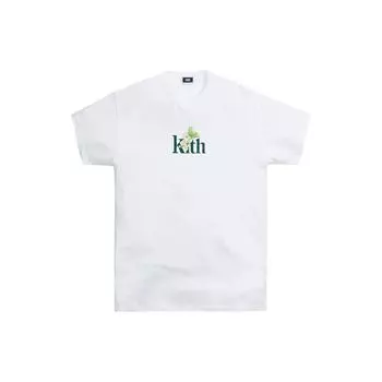 Kith Floral Letter Print Crew Neck Pullover Short Sleeve T-Shirt Unisex T-Shirt White KH030088-101 L