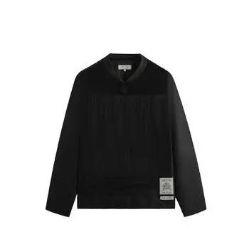 Kith Malik Lace Combo Jersey Осень 2024 Однотонный свитер с V-образным вырезом и длинным рукавом Мужская толстовка Черная KHM032307-001 M