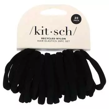 Kitsch, набор резинок для волос, черный, 20 шт.