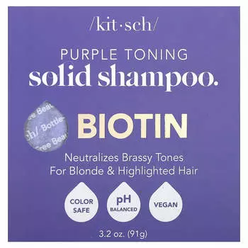 Kitsch, Твердый шампунь-мыло Purple Toning, биотин, апельсиновый цвет и жасмин, 3,2 унции (91 г)