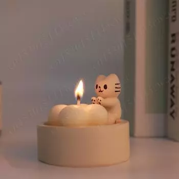 Подсвечник в виде котенка, согревающие лапки, милый ароматизированный светильник, подсвечник для ароматерапии в виде мультяшного кота, настольные украшения