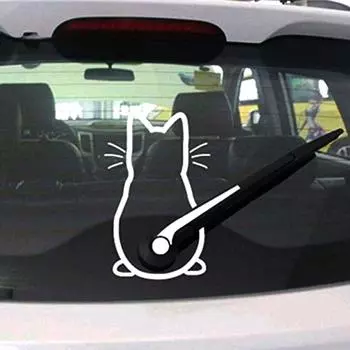 Kitty Cat Car Stickers Funny Window Vinyl Decal Car Styling Windshield Wiper Decoration Car Creative Auto Exterior Accessories 1pc чёрный