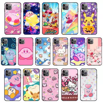 KK-20 Kirby Soft Black Case for Samsung S22 S23 S21 S24 FE Ultra iPhone XR 14 15 11 12 13 6 7 8 X XS Pro Max S8 Plus