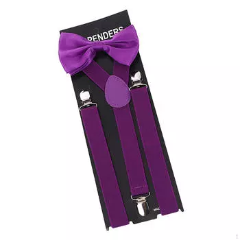 Классические подтяжки и галстук-бабочка для мужчин и женщин Purple