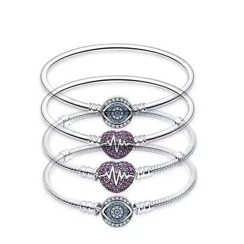 Классический браслет Magic Eye с серебряным покрытием 925 пробы, цепочка Love Full Diamond Snake Bone, базовая цепочка Heartbeat, аксессуары для самостоятельного изготовления 21