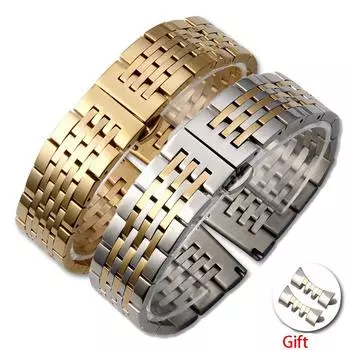 Классический ремешок из нержавеющей стали для часов Tissot, Citizen, Longines, Seiko, ремешок для часов 12/14/16/18/19/20/22/24 мм 12mm золотой