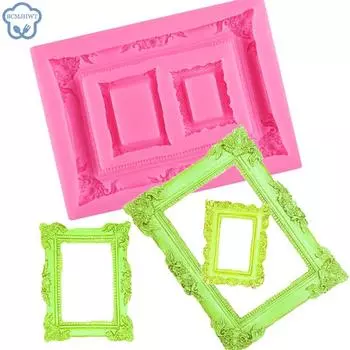 Классический ретро-рамка Po Diy Fondant торт бисквит глина эпоксидная смола гипс украшения лепной инструмент для моделирования ручной работы силиконовая форма 1PCS1