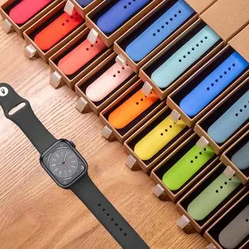 Классический силиконовый ремешок для Apple Watch Band 44 мм, 40 мм, 45 мм, 41 мм, 49 мм, 42 мм, 38 мм, 44, 45 мм, ремешок Iwatch Ultra Series 7 Se 3, 4, 5, 6, 8 38 40 41 mm S-M