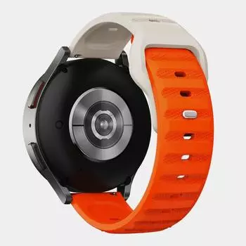 Классический силиконовый ремешок в спортивную полоску для Samsung Galaxy Watch 4 Classic 5 Pro, 45 мм, 40, 44 мм, 46 мм, ремешок для часов Smartwatch 20, 22 мм, аксессуары 20mm оранжевый/белый