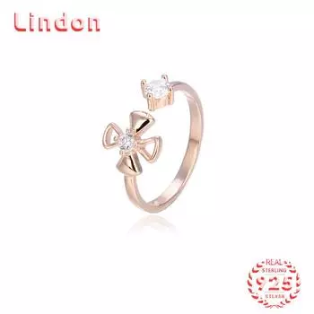 Классическое кольцо Lindon из стерлингового серебра 925 пробы с цирконом, женские ювелирные изделия, свадебный подарок для вечеринки розового золота