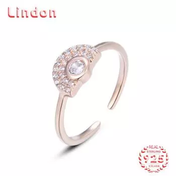 Классическое кольцо Lindon из стерлингового серебра 925 пробы с цирконом, женские ювелирные изделия, свадебный подарок для вечеринки розового золота