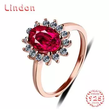 Классическое кольцо Lindon из стерлингового серебра 925 пробы с цирконом, женские ювелирные изделия, свадебный подарок для вечеринки розового золота